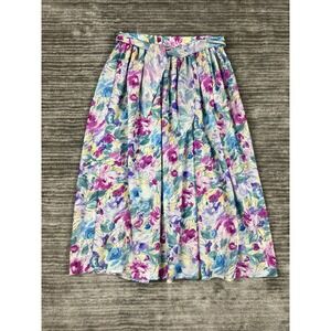 Kayo of California‎ Skirt Womens 9/10 Multicolor Floral Flare Fit Midi Casual